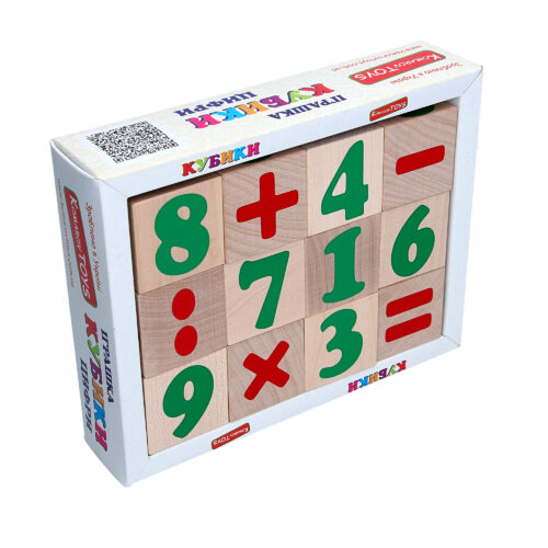 Дерев'яна розвиваюча іграшка Кубики Цифри та знаки. Т604 Komarovtoys